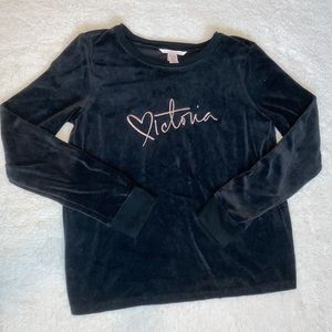 VS Velour Sweatshirt with a Open Black